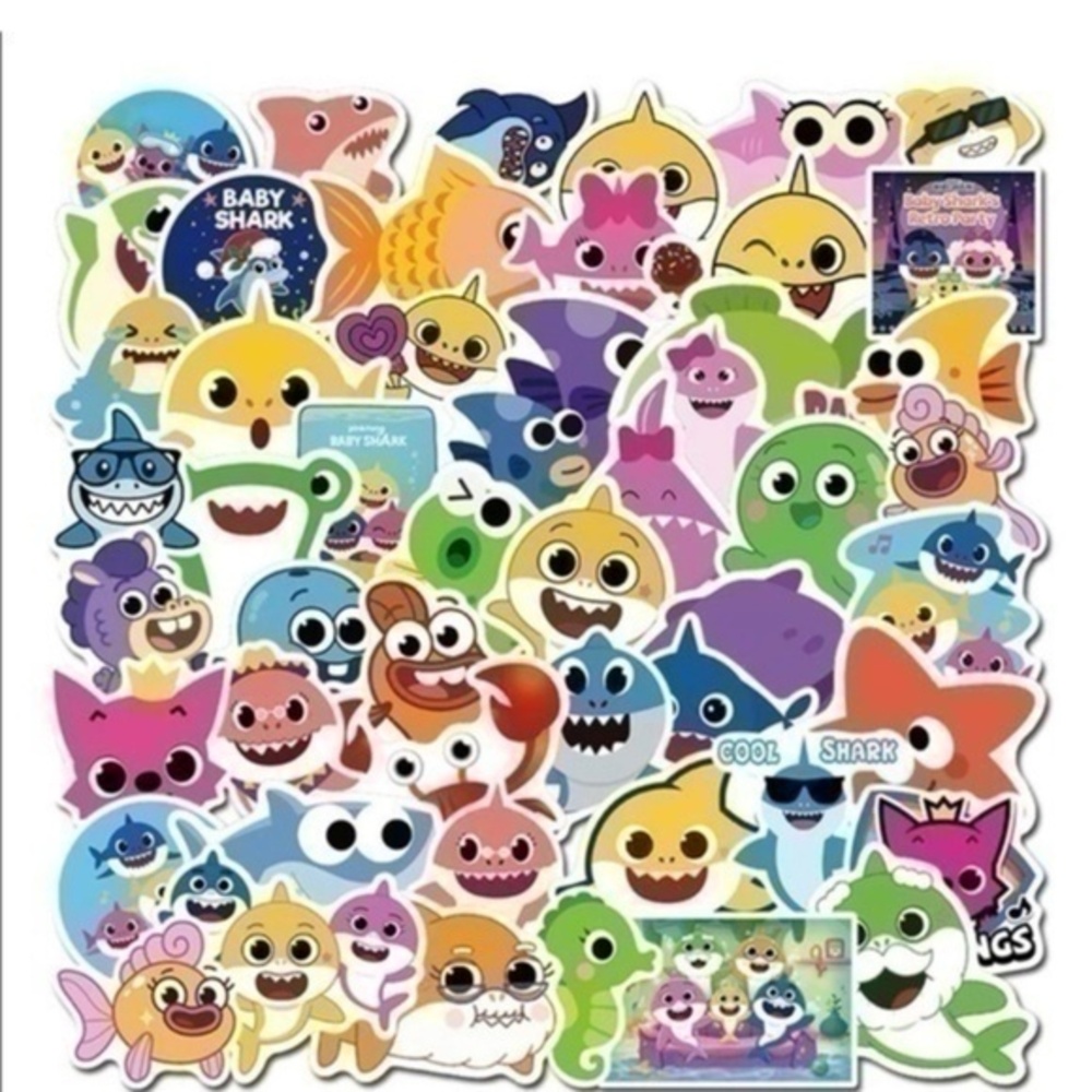 50 baby shark stickers